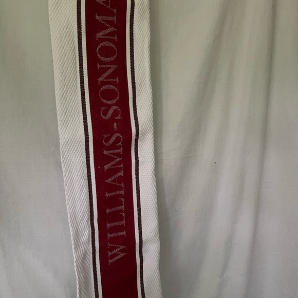 William Sonoma Cotton kitchen towels burgundy white with brown stripe 6 total - Picture 2 of 5